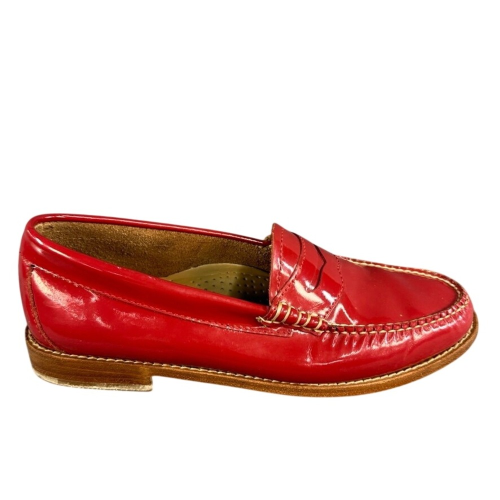 G.H. Bass Weejuns Red Patent Leather Penny Loafers Handcrafted Flats